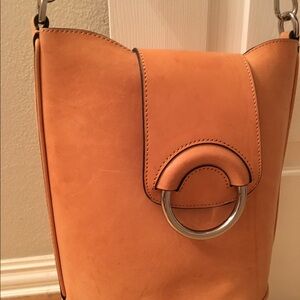 Banana Republic Tan Leather Crossbody Bag with Silver Ring